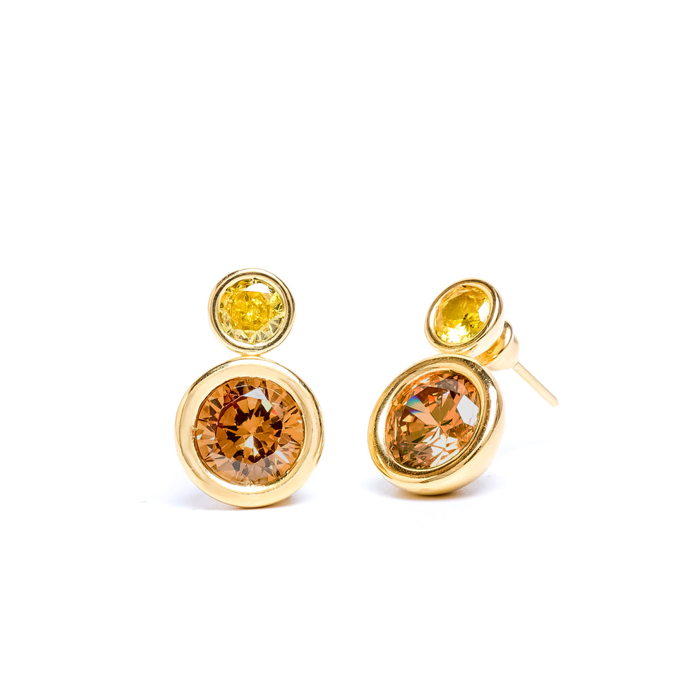 Yellow Two Stone Bud Earrings
