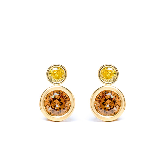 Yellow Two Stone Bud Earrings