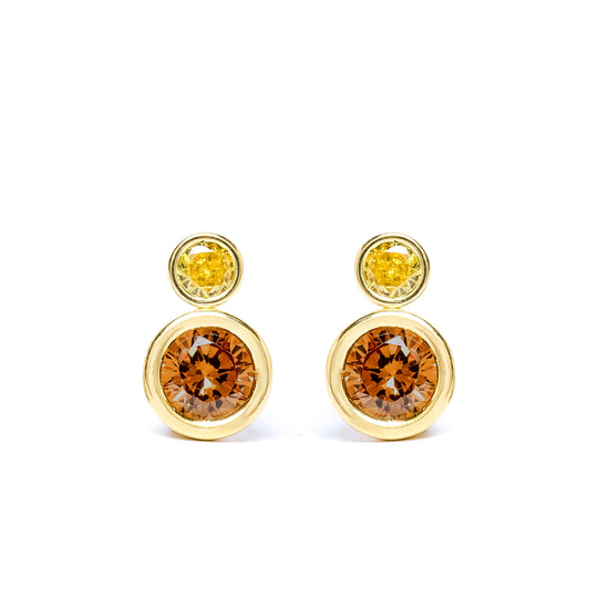 Yellow Two Stone Bud Earrings