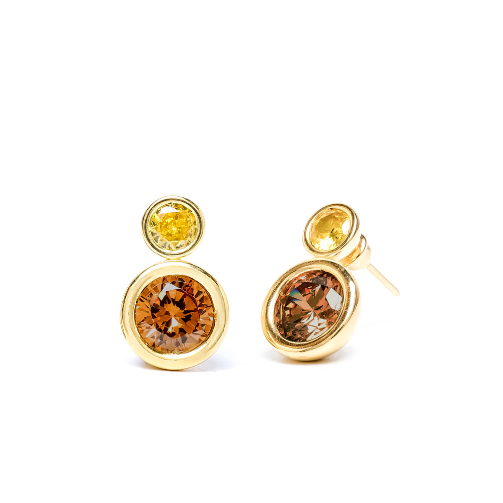 Yellow Two Stone Bud Earrings