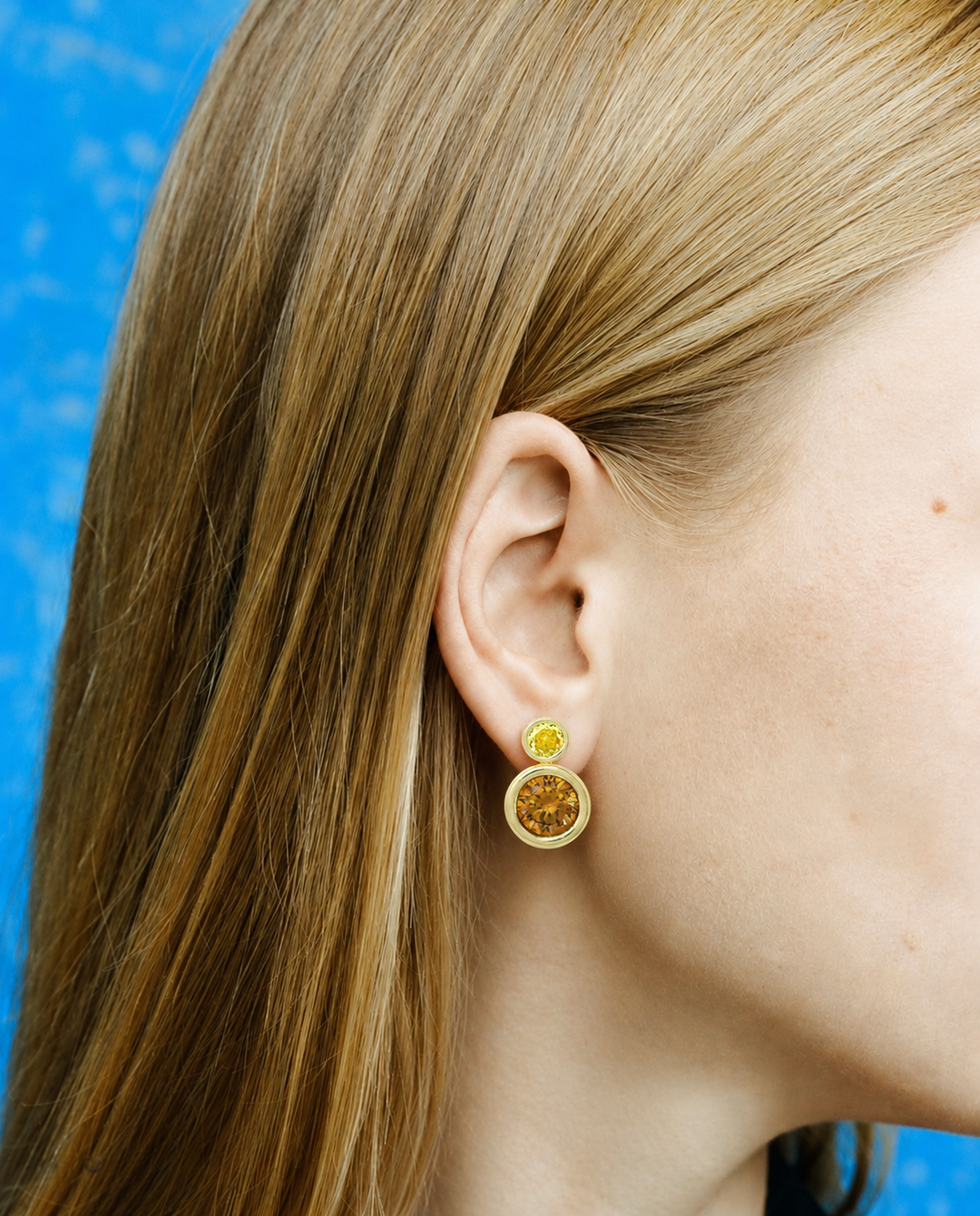 Yellow Two Stone Bud Earrings