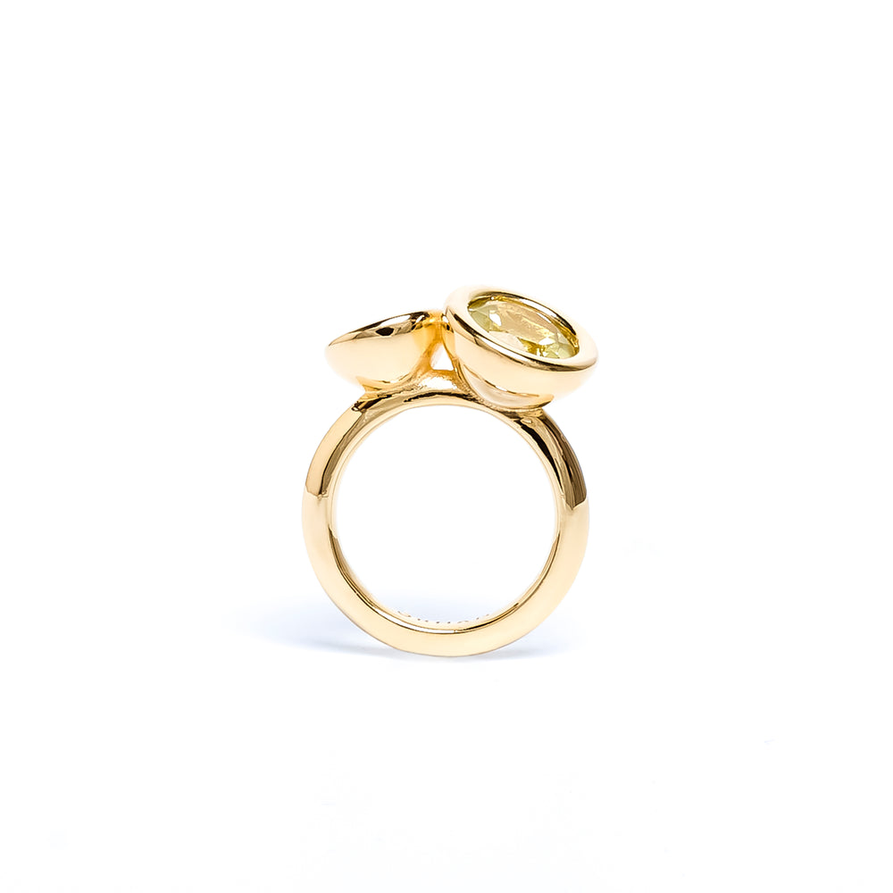 Yellow Two Stone Bud Ring