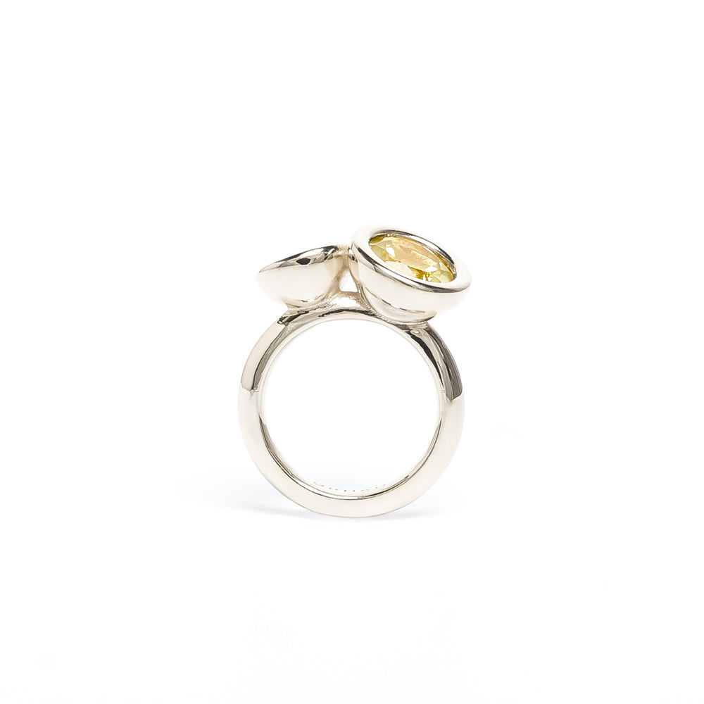 Yellow Two Stone Bud Ring
