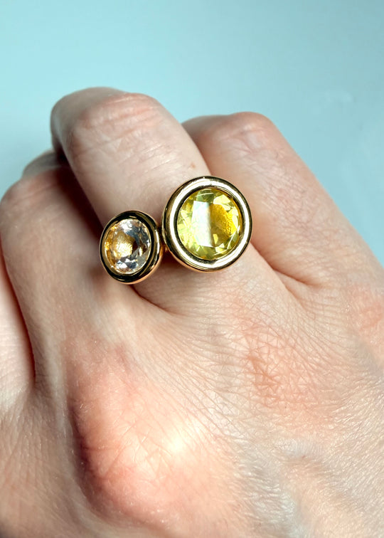 Yellow Two Stone Bud Ring