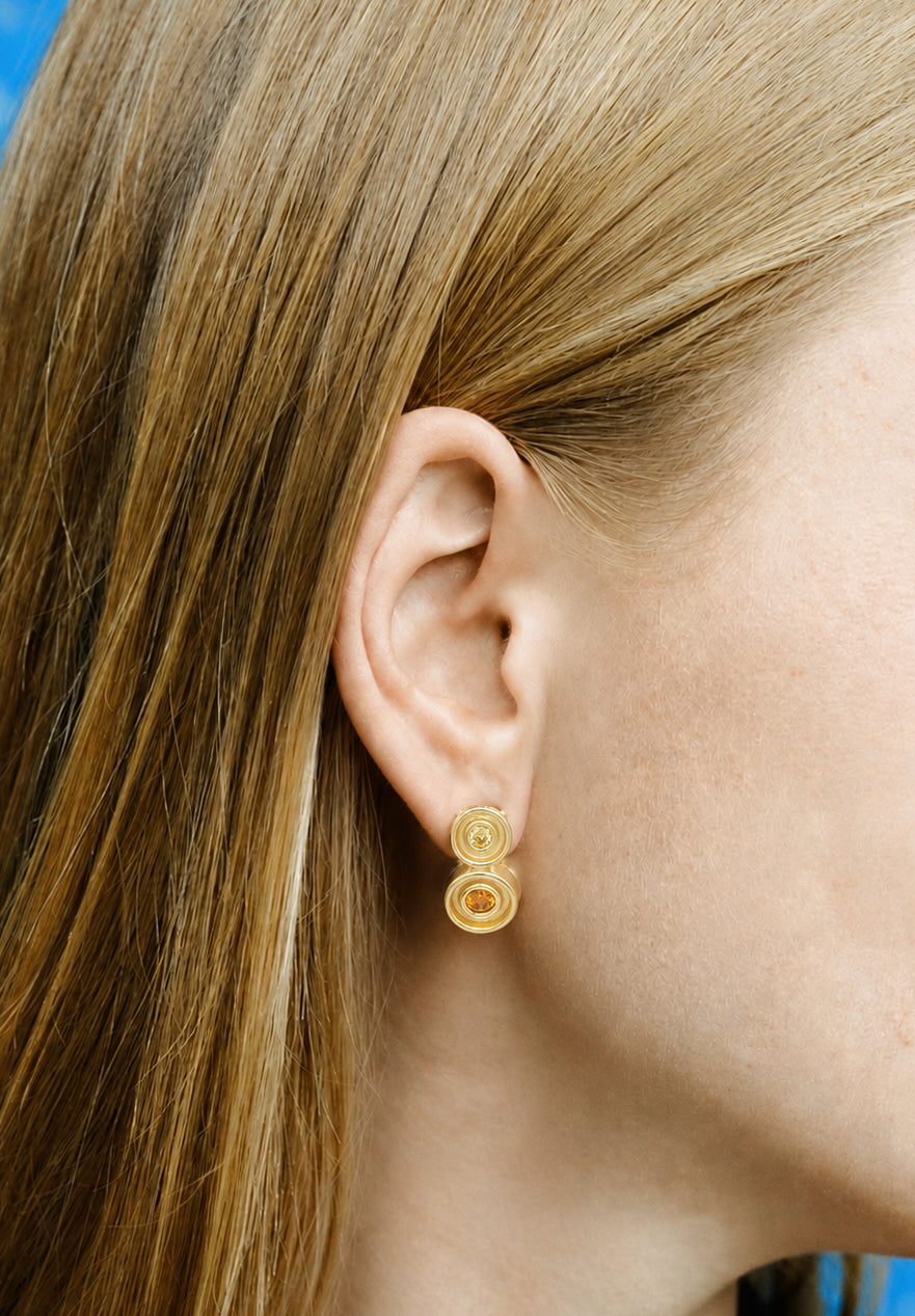 Yellow Two Stone Flora Earrings