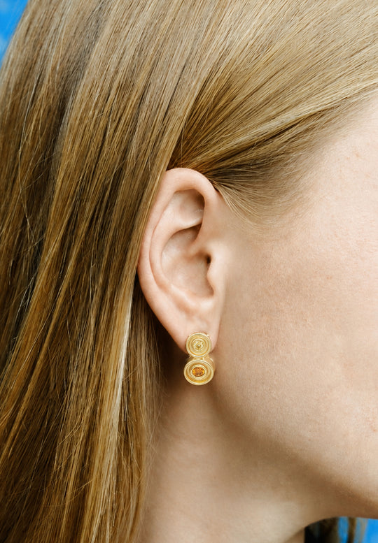 Yellow Two Stone Flora Earrings