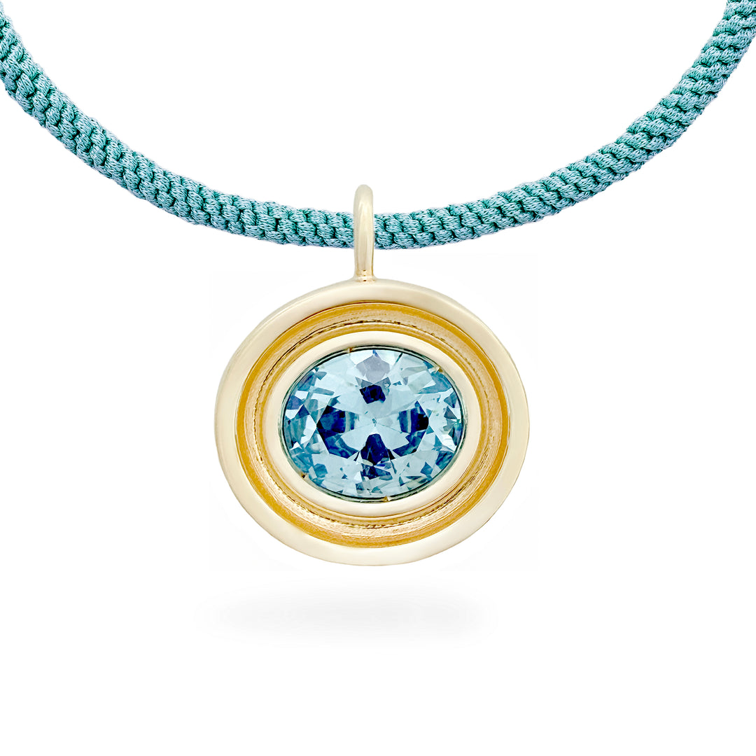 Blue Topaz Oval Flora Pendant