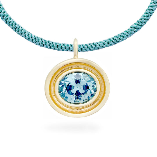 Blue Topaz Oval Flora Pendant