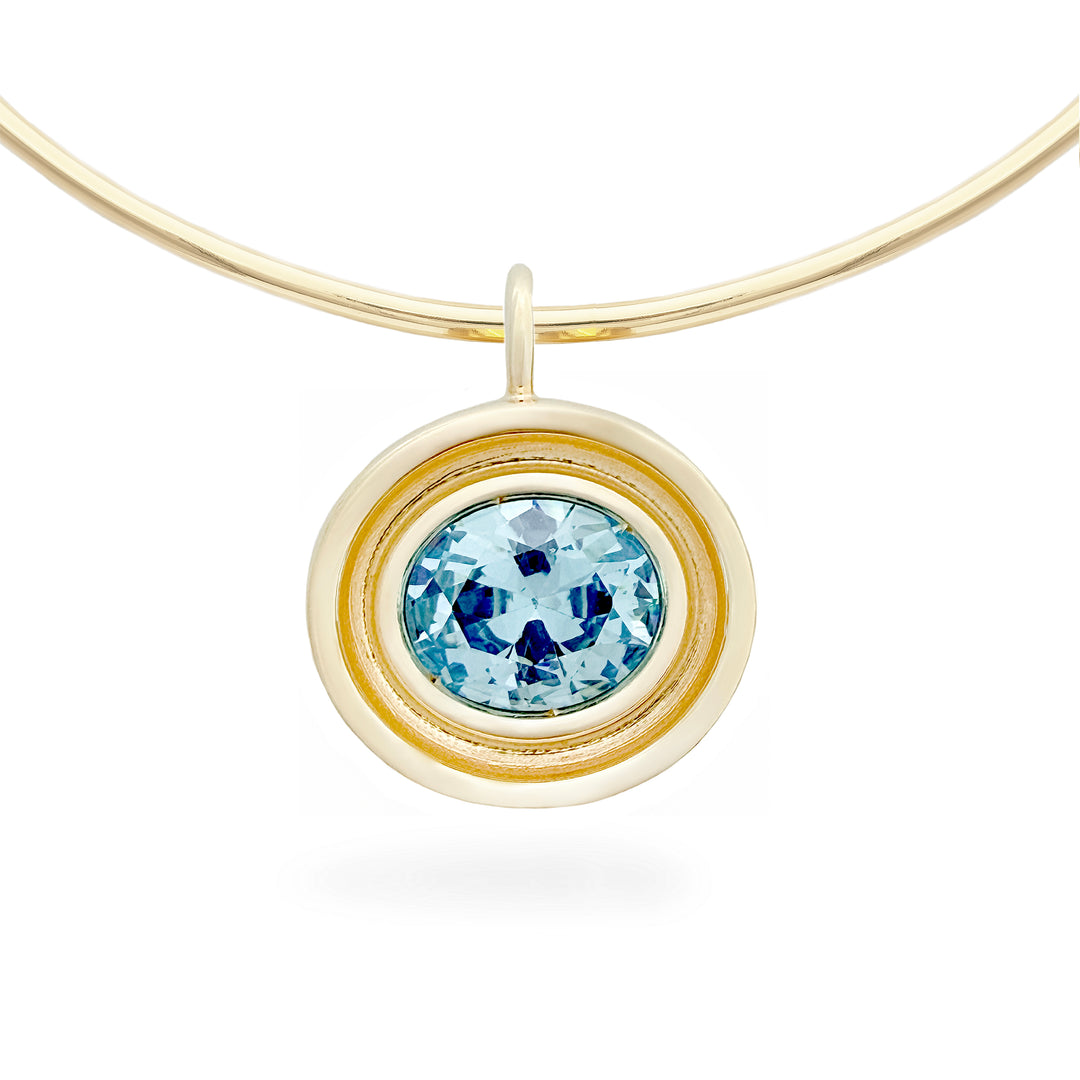 Blue Topaz Oval Flora Pendant