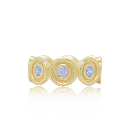 Blue Sapphire Flora Band Ring