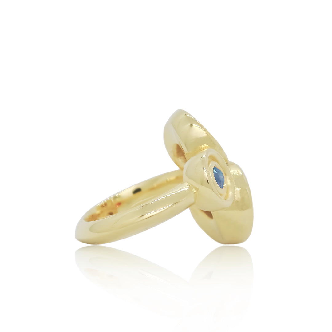 Blue Three Stone Flora Ring