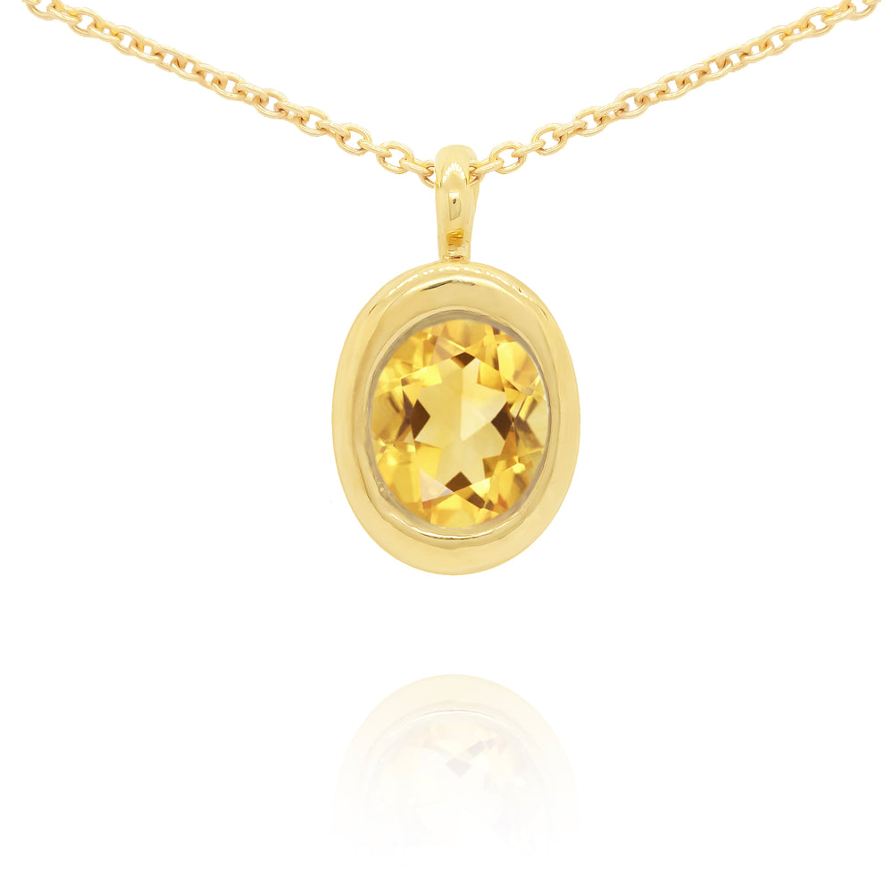 Citrine Solo Oval Necklace