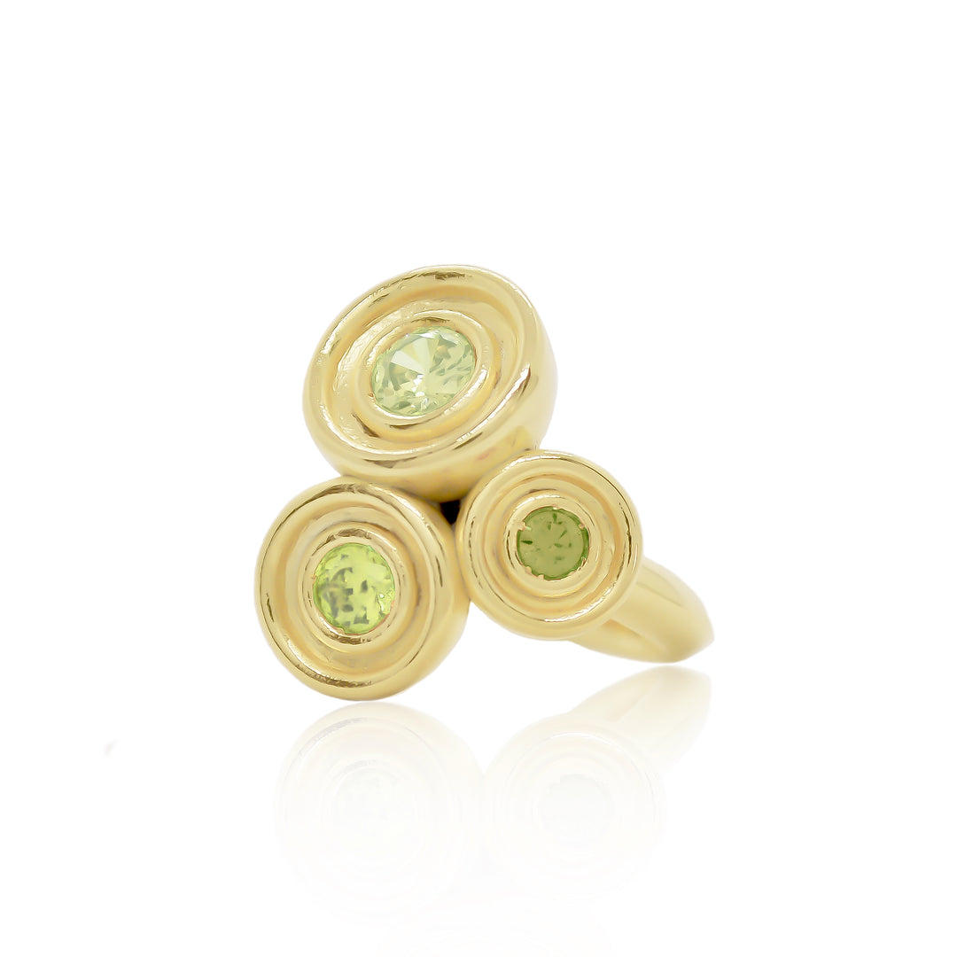 Green Three Stone Flora Ring