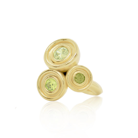 Green Three Stone Flora Ring