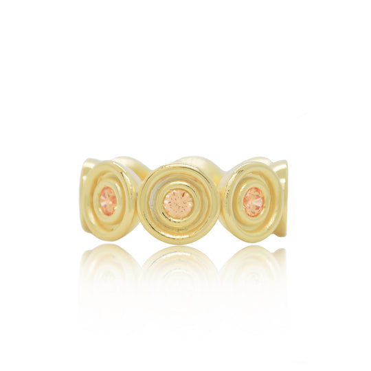 Orange Sapphire Flora Band Ring
