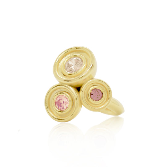 Pink Three Stone Flora Ring