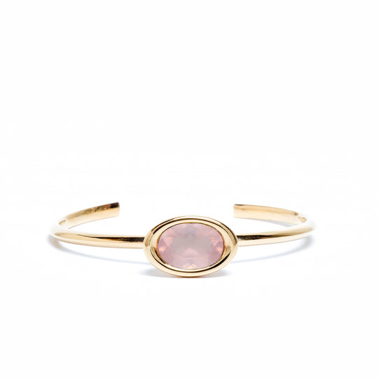 Rose Quartz Oval Bud Cuff