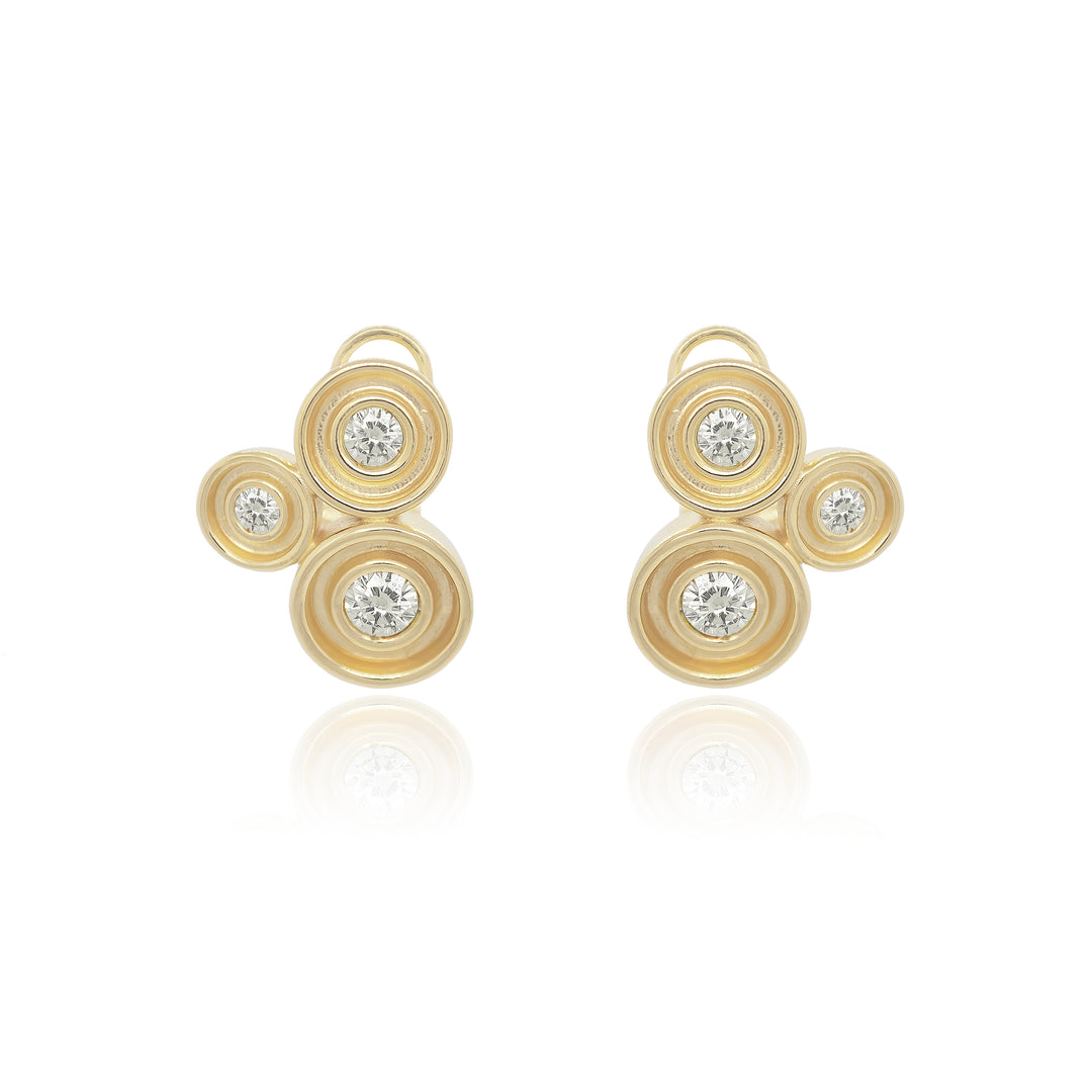 Diamond Three Stone Flora Earrings