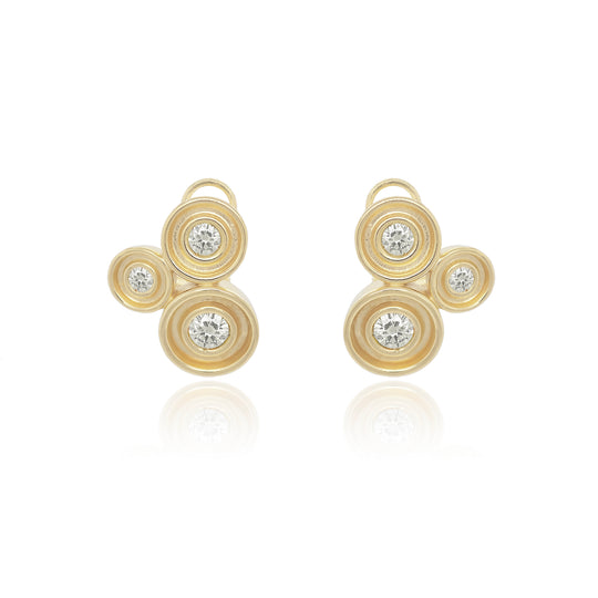 Diamond Three Stone Flora Earrings