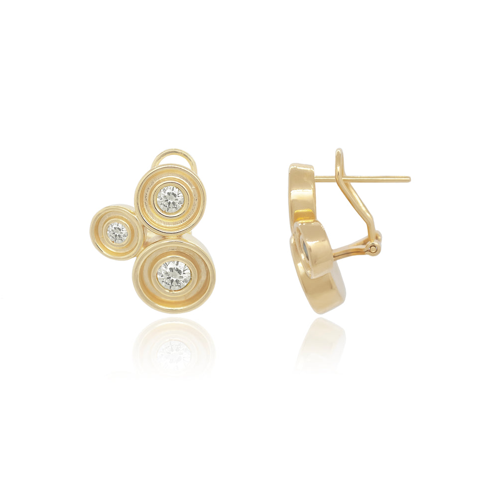 Diamond Three Stone Flora Earrings