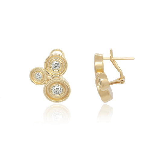 Diamond Three Stone Flora Earrings