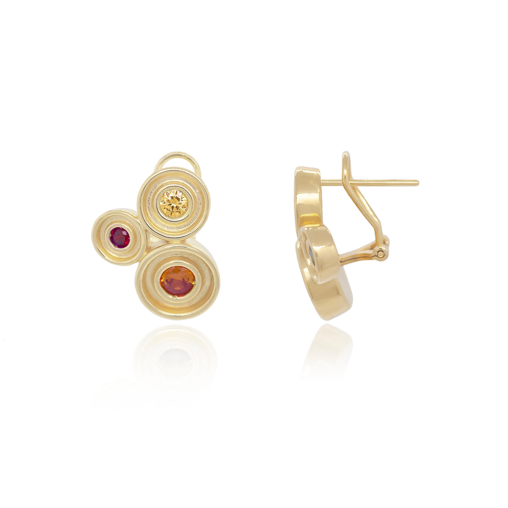Red Three Stone Flora Earrings