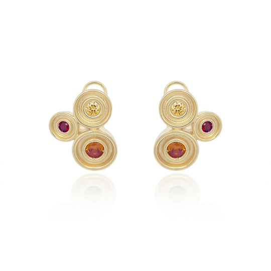 Red Three Stone Flora Earrings
