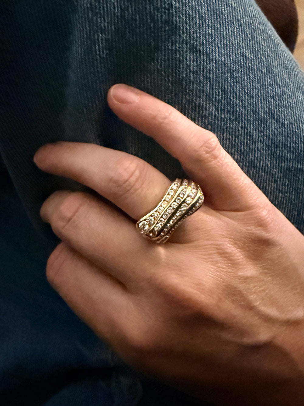 Wave Break White Diamond Ring