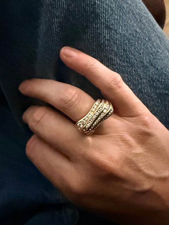Wave Break White Diamond Ring