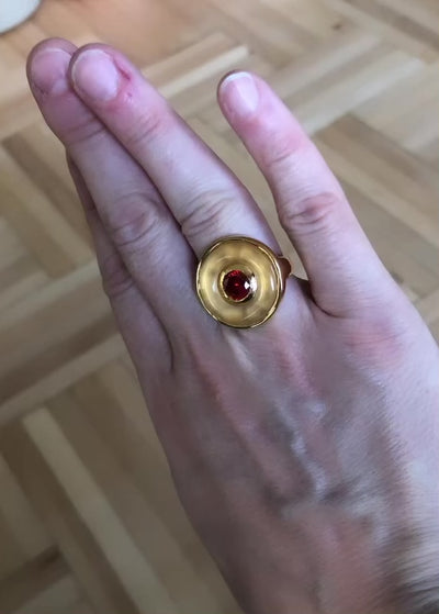 Ripples Hessonite Garnet Small Ring