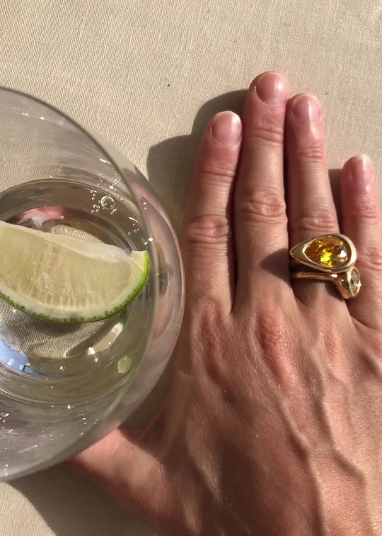 Citrine Pear Bud Ring