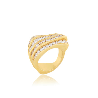 Gold sculptural ring with diamonds from Atelier ORMAN