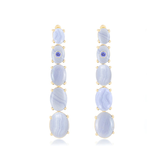 fine jewelry earrings in gold with blue lace agate agate and amethyst gemstones from Atelier ORMAN