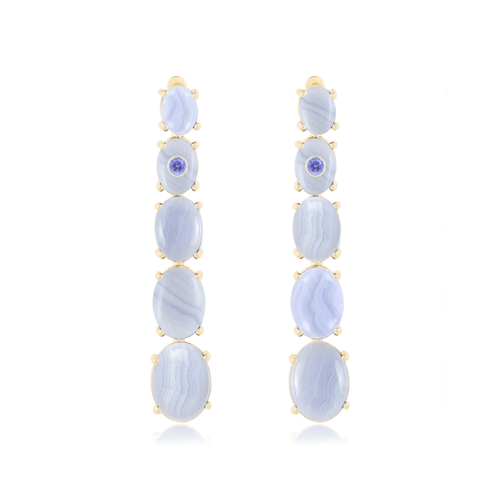 fine jewelry earrings in gold with blue lace agate agate and amethyst gemstones from Atelier ORMAN