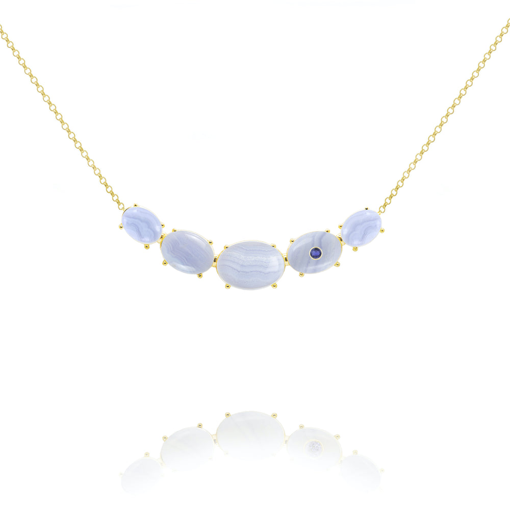 fine jewelry necklace in gold with blue lace agate agate and amethyst gemstones from Atelier ORMAN