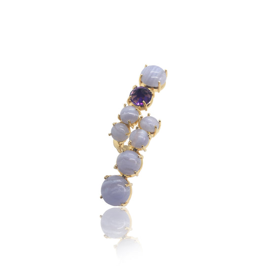 fine jewelry ring in gold with blue lace agate and amethyst gemstones from Atelier ORMAN