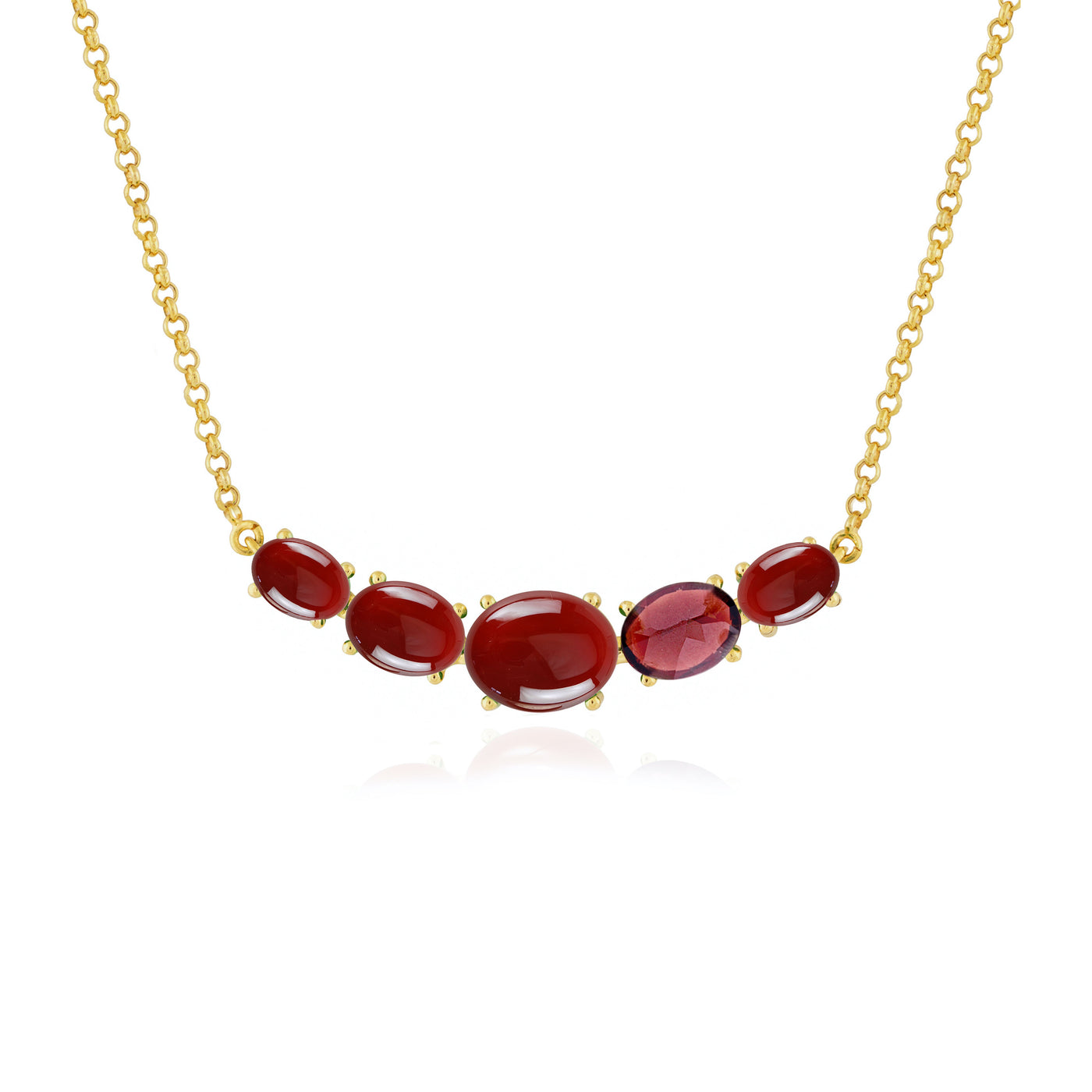fine jewelry necklace in gold with agate carnelian and ruby gemstones from Atelier ORMAN