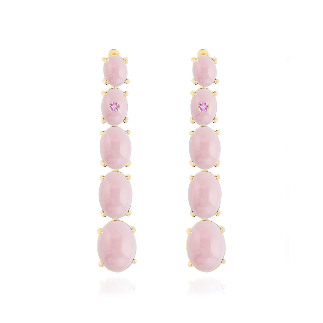 fine jewelry drop earrings in gold with pink opal and pink tourmaline gemstones from Atelier ORMAN