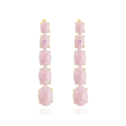 fine jewelry drop earrings in gold with pink opal and pink tourmaline gemstones from Atelier ORMAN
