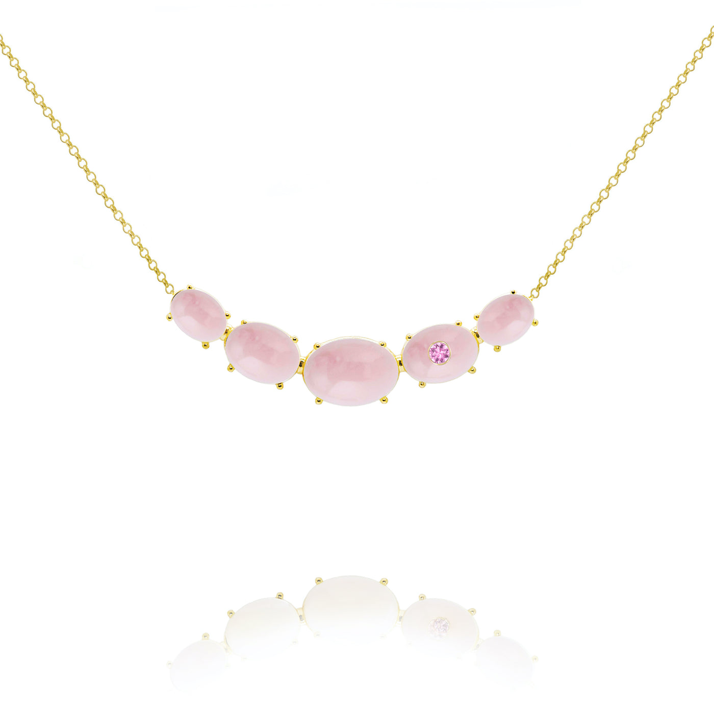fine jewelry necklace in gold with pink opal and pink tourmaline gemstones from Atelier ORMAN