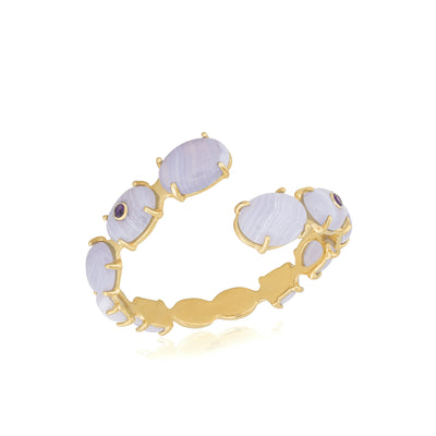 fine jewelry bracelet in gold with blue lace agate agate and amethyst gemstones from Atelier ORMAN