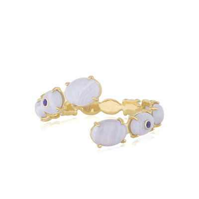 fine jewelry bracelet in gold with agate and amethyst gemstones