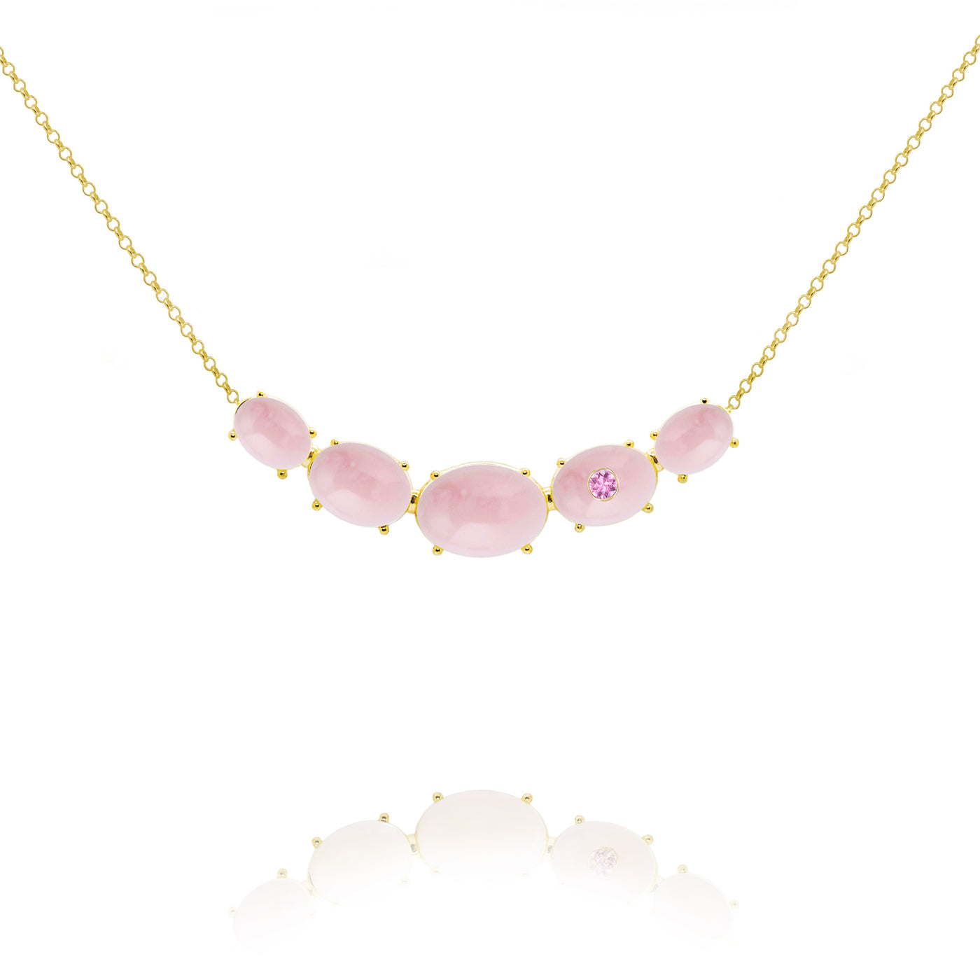 fine jewelry necklace in gold with pink opal and pink tourmaline gemstones from Atelier ORMAN