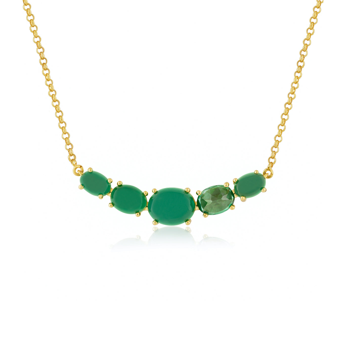 fine jewelry necklace in gold with green agate and emerald gemstones from Atelier ORMAN