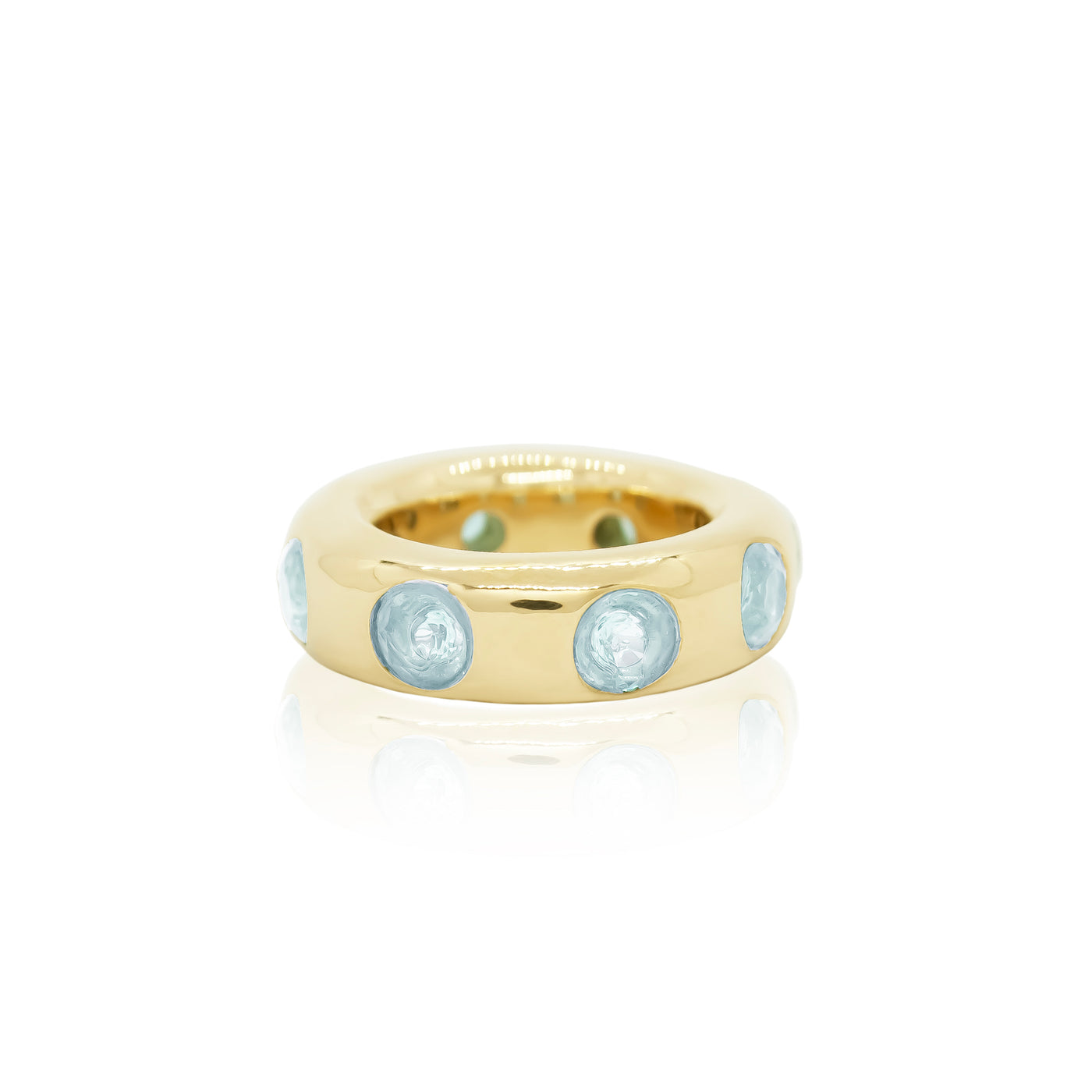 thick band gold ring with 8 aquamarines from Atelier ORMAN