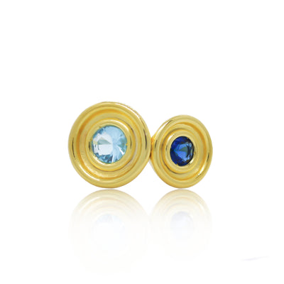 Gold Cocktail ring with aquamarine and sapphire from Atelier ORMAN