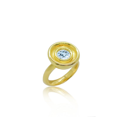 Gold solitaire cocktail ring with aquamarine from Atelier ORMAN