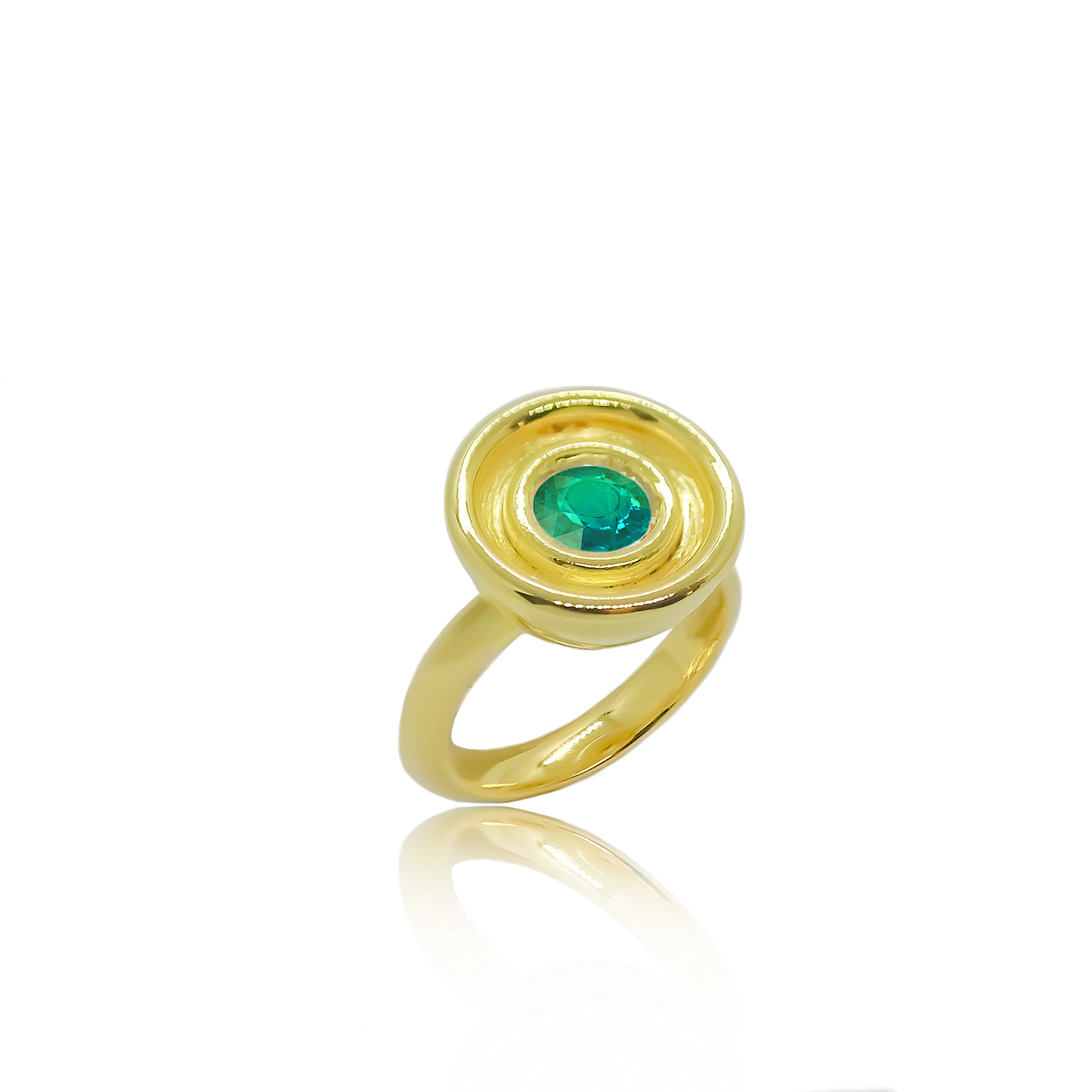 Gold solitaire cocktail ring with emerald from Atelier ORMAN