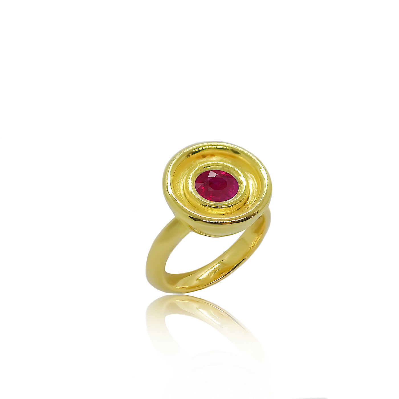 Gold solitaire cocktail ring with ruby from Atelier ORMAN