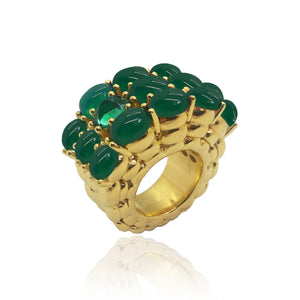 fine jewelry ring in gold with green agate and emerald gemstones from Atelier ORMAN